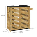 Mobile Sottolavello da Bagno 60,5x30,5x69,5 cm 2 Ante a Doghe Porta Asciugamani e Intaglio a U Legno e Nero 