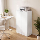 Mobiletto da Ufficio 60x33,5x108 cm con 3 Ripiani e Ante in Truciolato Bianco      