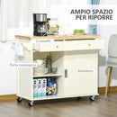 Isola per Cucina 110x49,5x89,5 cm con Cassetti Armadietto e Portasciugamani in Legno e MDF Bianco