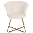 Sedia Relax con Schienale e Seduta in Velluto Beige Struttura Metallo