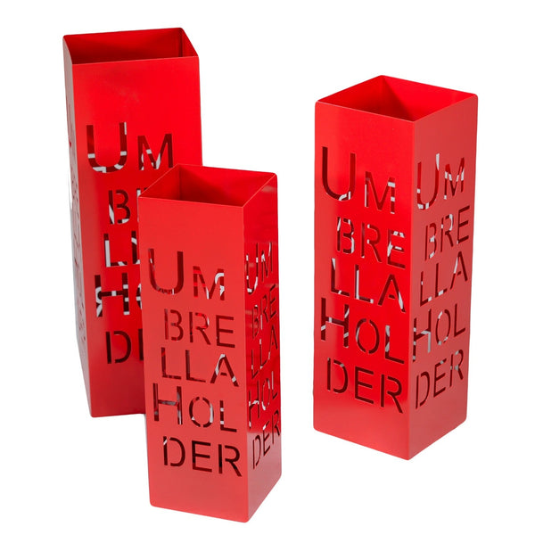 sconto Lot de 3 Porte-Parapluies Métal 20x20H60cm Parapluie Rouge