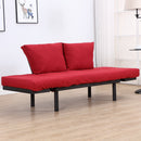 Divano Letto 2 Posti in Tessuto di Lino Rosso 166x70x80 cm 