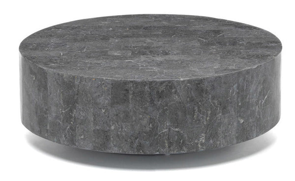 sconto Table basse 85x85xH28 cm en Pierre Fossile Ronde 1 Gris