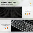 Barbecue a Carbone Griglia Regolabile con Coperchio Ruote e Tavolini Nero 