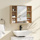 Armadietto con Specchio 60x14,5x49,4 cm con 3 Ripiani Laterali e Ripiano Regolabile Interno in MDF e Truciolato      