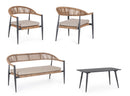 Set 4 Pezzi Salotto da Giardino con Divano 2 Poltrone e Tavolino in Alluminio e Fibra Sintetica Jandia Antracite e Naturale