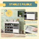 Mobile Portagiochi per Bambini 105x30x80 cm con 11 Cestini in Tessuto Armadietto e Ripiani in MDF Bianco      