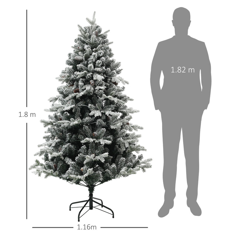 Albero di Natale Artificiale Innevato 180 cm 793 Rami con Luci LED 
