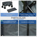 Carrello da Giardino Carico max 70kg con Maniglia Telescopica in Metallo e Tessuto Oxford Grigio