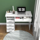 Scrivania Moderna 5 Cassetti con Serratura e 2 Chiavi 110x50x76 cm in Truciolato Bianco