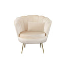Poltrona a Conchiglia 78x73x78 cm in Velluto Vintage Piedi Oro Sofia Beige