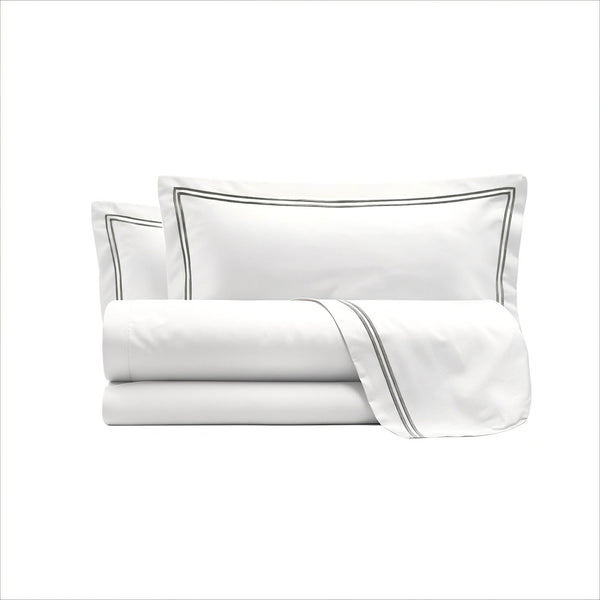 sconto Set Lenzuola Sopra Sotto e Federe Linea Venere in Raso di Cotone Grigio Varie Misure