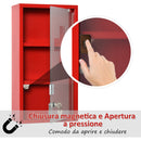 Armadietto per Medicinali 25x12x48 cm 3 Ripiani in Acciaio e Vetro  Rosso