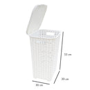 Set Accessori Bagno Cesto Biancheria Cestino Rifiuti Scopino in Rattan Bianco