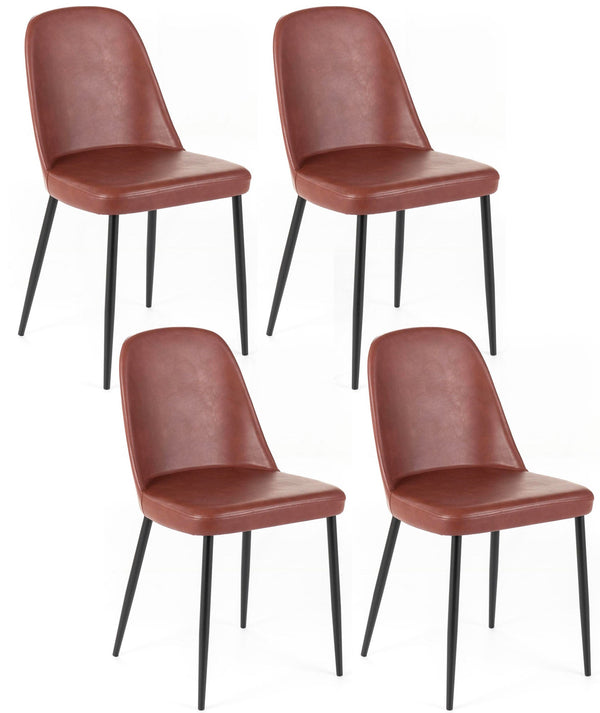 acquista Set 4 Sedie 52x45xH85 cm in Soft-Touch Tamara Bordeaux