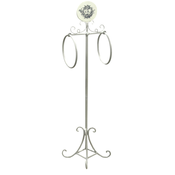 Le Bain Porte-Serviettes Métal 2 Anneaux 25x24H98cm Blanc online