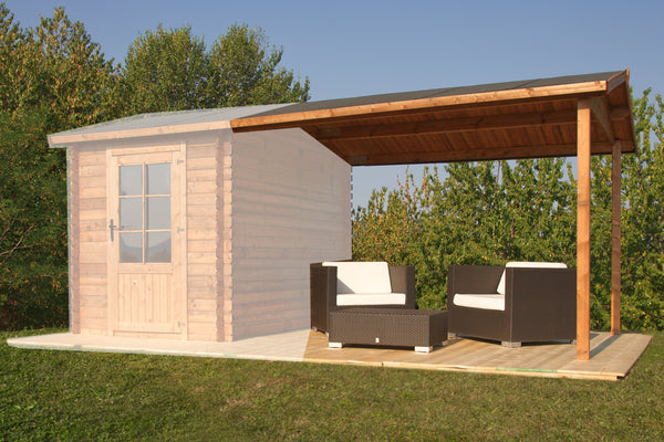 Porche Latéral pour Abri de Jardin 297x276x254 cm en Bois sconto