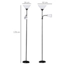 Lampada da Terra 42x24x178 cm 2 Paralumi E14 E27 Nera