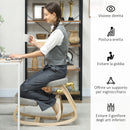 Sedia Ergonomica con Inginocchiatoio 50x73x55 cm Movimento a Dondolo in Legno di Betulla Grigio 