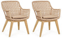 Set 2 Sedie 46x46x82h cm con Braccioli e Cuscini Madison Naturale