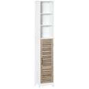 Mobile a Colonna per Bagno 3 Ripiani 1 Anta 34x30x172 cm in MDF Bianco