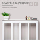 Copritermosifone a Doghe 120x18x84 cm in MDF e Acciaio Bianco