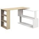 Scrivania Angolare con Piano Girevole a 360° e 5 Ripiani 120x110x74,5 cm in Truciolato Color Legno Bianco      