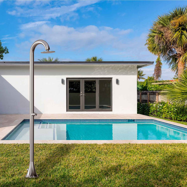 Doccia da Giardino ad Acqua Fredda in Acciaio Inox Soffione Rotondo Sined Luna TMP prezzo