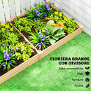 Orto in Cassetta 235x121x26 cm con Divisorio Centrale e Fondo Aperto in Legno di Abete      