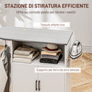 Mobile Asse da Stiro 125x43.5x102.5 cm con Armadietto a 2 Ante e Spazio Aperto Bianco      