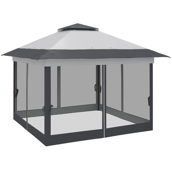 Gazebo Pieghevole con Prese d'Aria e Zanzariere 3,6x3,6m in Acciaio e Tessuto Oxford Grigio prezzo