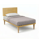 Letto Singolo con Rete Rivestita Microfibra Ocra Tessis Testata Square Varie Misure