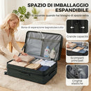 Valigia Rigida Grande 116 L 77x50x33 cm Espandibile con 4 Ruote e Lucchetto TSA in ABS Nero      