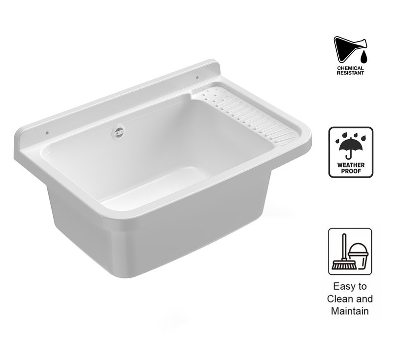 Lavatoio 60x40x25 cm Pilozzo a Parete in Resina Bianco    