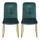 Set 2 Sedie Imbottite 44,5x59,5x91 cm in Flanella  Verdi