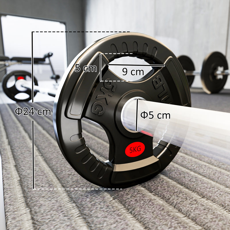Set Dischi Pesi Palestra 2x5kg Foro 5 cm in Acciaio Rivestiti in Plastica Nero      