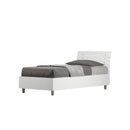 Letto Singolo Ankel Testata Doghe Inclinata  Bianco Frassino Varie Misure