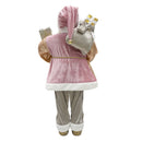 Babbo Natale Abito Rosa Glitter H90 cm con Mini Lucciole e Suoni