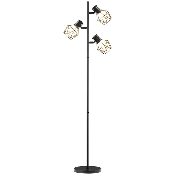 Lampada da Terra 3 Luci Orientabili 40W 41x28x169 cm in Metallo Nero prezzo