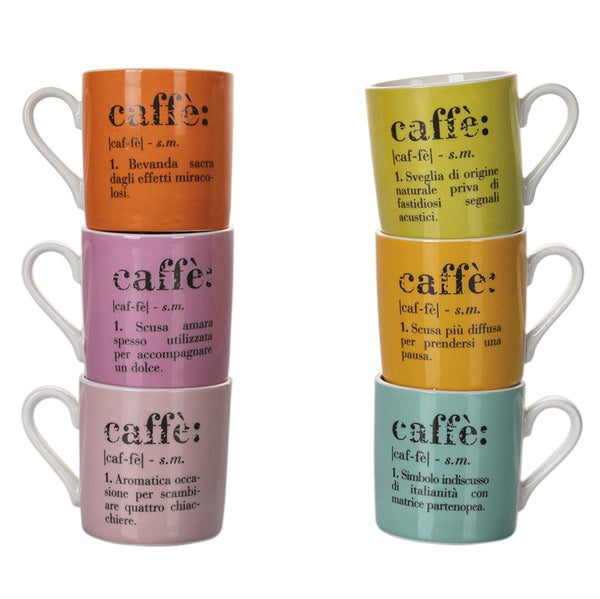 Set de 6 tasses à café Ø6x6 cm en New Bone China VdE Tivoli 1996 Couleurs sconto