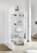 Credenza Mobile Soggiorno con Vetrina 2 Ante in Melaminico 120x42x166cm TFT Blossom Bianca