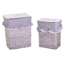 Set 2 Ceste in Vimini 45x34H56cm Pizzo e Volant Bianco