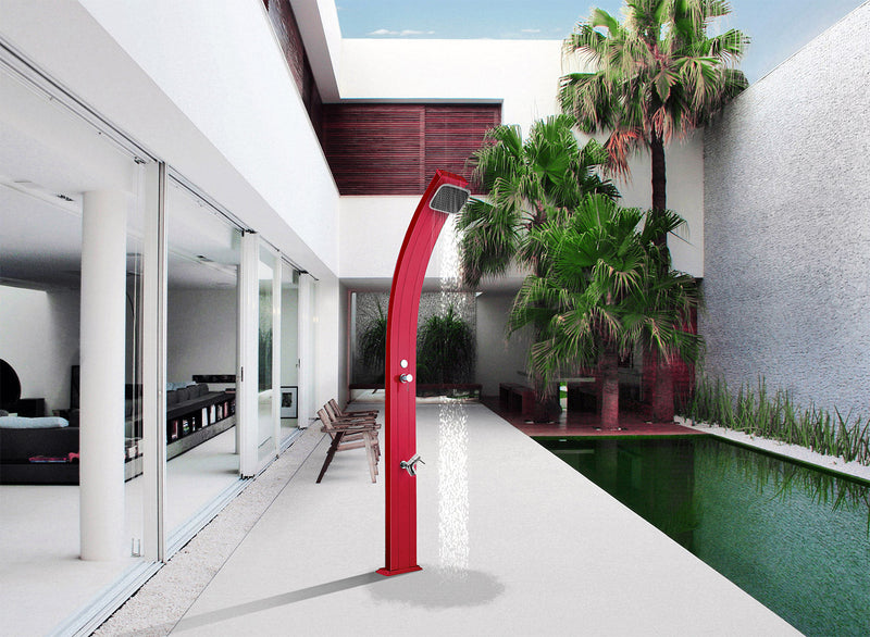 Doccia da Esterno Giardino Miscelatore e Lavapiedi Arkema Spring Fascia Inox Cherry