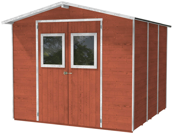 online Abris de jardin en bois pour outils 238x167x214 cm avec 2 portes et fenêtres Ecla Salmon