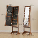 Armadietto Portagioie 36x30x136 cm con Specchio Regolabile e Luci LED in MDF e Vetro Marrone Rustico      
