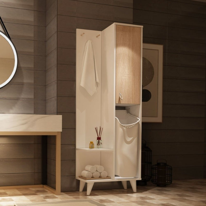 Mobile bagno Kuban bianco rovere 64x30x178 cm