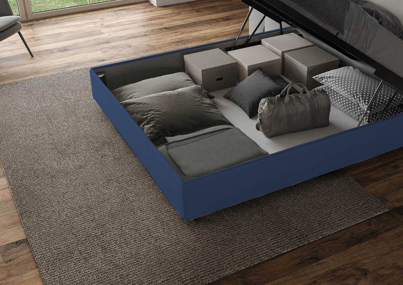 Letto Matrimoniale Senza Testata Imbottito in Similpelle Adele Blu Varie Misure