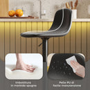 Set 2 Sgabelli da Bar con Schienale e Altezza Regolabile in Pelle PU Nero  