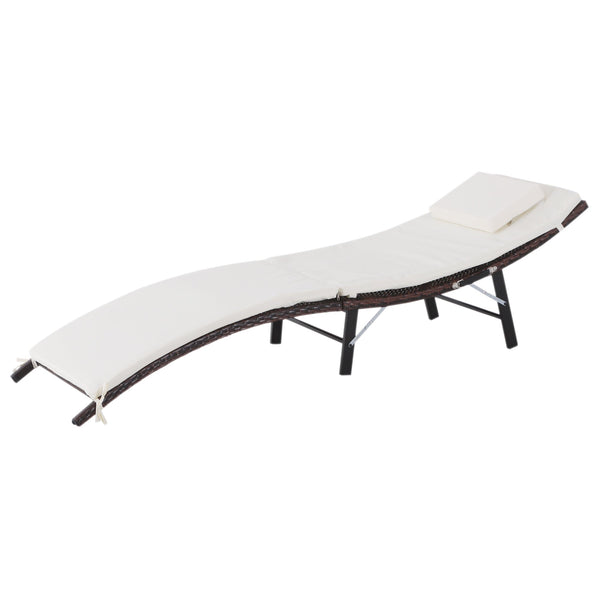 online Bain de Soleil Ergonomique en Acier avec Coussin Marron et Blanc