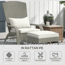 Sedia da Giardino con Poggiapiedi e Cuscini Imbottiti 64x82x89 cm in Rattan e Acciaio Grigio e Crema